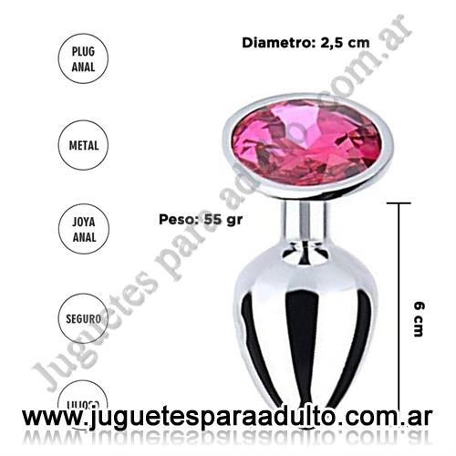 Accesorios, , Plug de metal SMALL con joya rosa