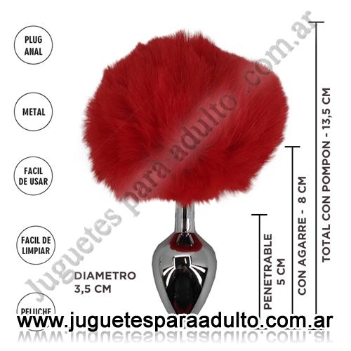 Anales, , Plug de metal rojo con cola de conejo roja tamaño M