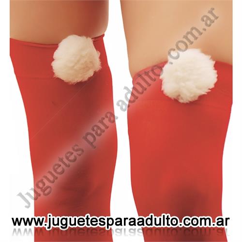 LENCERíA FEMENINA, Medias eroticas, Medias lisas rojas con pompones blancos Lencería femenina, Medias eroticas, Medias lisas rojas con pompones blancos