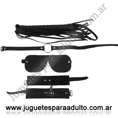 CUEROS ERóTICOS, Inmovilizadores sado, Kit ecocuero negro con antifaz, mordaza, esposas y latigo Cueros eróticos, Inmovilizadores sado, Kit ecocuero negro con antifaz, mordaza, esposas y latigo