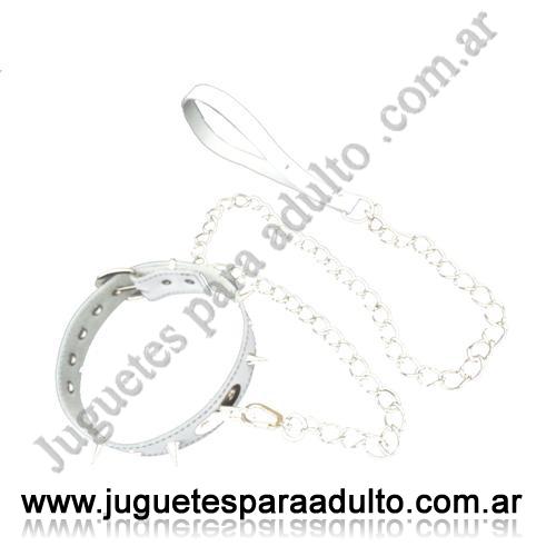 CUEROS ERóTICOS, Accesorios de cuero, Collar Blanco con cadena y Puas Cueros eróticos, Accesorios de cuero, Collar Blanco con cadena y Puas