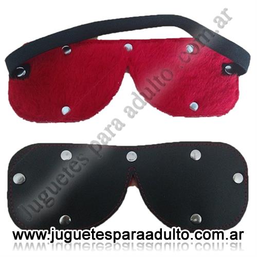 Cueros eróticos, Mascaras de cuero, Antifaz negro con peluche rojo