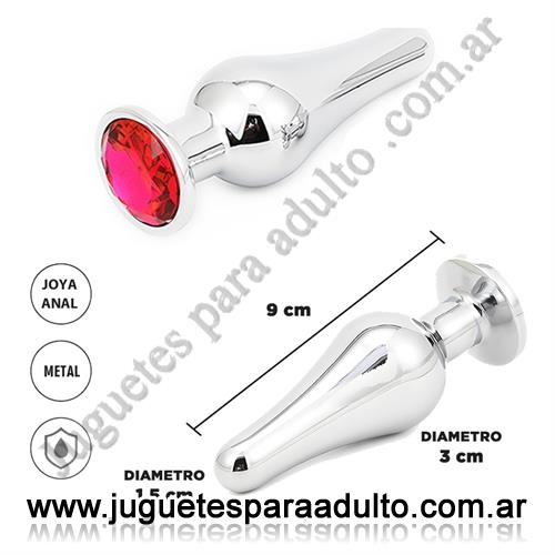 ANALES, Joyas Anales, Dilatador anal metalico con joya roja Anales, Joyas Anales, Dilatador anal metalico con joya roja