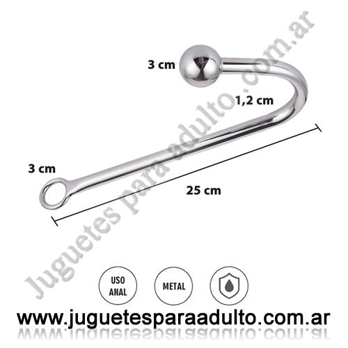 MARCAS IMPORTADAS, Hard Steel, Anal Hook dilatador anal metalico con 1 bola Marcas Importadas, Hard Steel, Anal Hook dilatador anal metalico con 1 bola