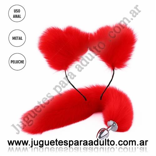 ANALES, Plugs con cola, Plug cola de gato + orejas de gato rojas Anales, Plugs con cola, Plug cola de gato + orejas de gato rojas