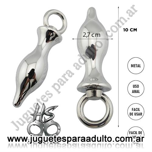 Anales, Anal sin vibrador, Plug anal metalico con aro extractor Small
