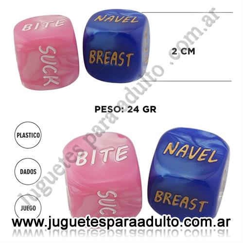 Accesorios, Juegos eroticos, Juego de dados accion + parte del cuerpo rosa y celeste