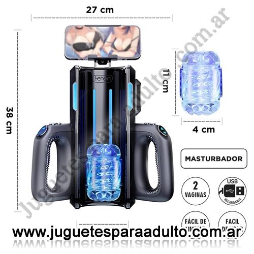 Estimuladores, Muñecas inflables y vaginas, Masturbador Automático Telescópico Profesional - 2 Mangas de Silicona + 3 Velocidades