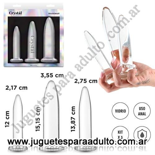 Estimuladores, Estimuladores de vidrio, Kit 3 dilatadores anales de vidrio transparentes
