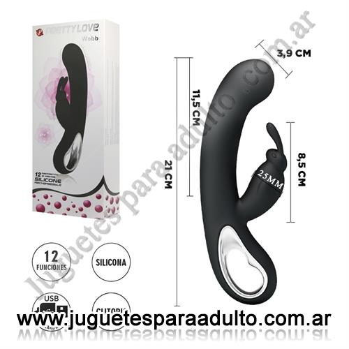 MARCAS IMPORTADAS, Pretty Love, Vibrador 12 funciones con estimulador de clitoris y recarga USB Marcas Importadas, Pretty Love, Vibrador 12 funciones con estimulador de clitoris y recarga USB