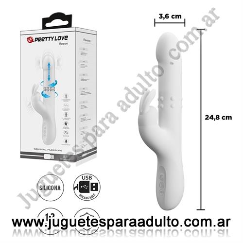 MARCAS IMPORTADAS, Pretty Love, Vibrador con estimulador de clitoris blanco Marcas Importadas, Pretty Love, Vibrador con estimulador de clitoris blanco