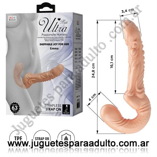 MARCAS IMPORTADAS, Pretty Love, Strap-on doble realista: diseño cómodo con doble cabezal y material resistente Marcas Importadas, Pretty Love, Strap-on doble realista: diseño cómodo con doble cabezal y material resistente