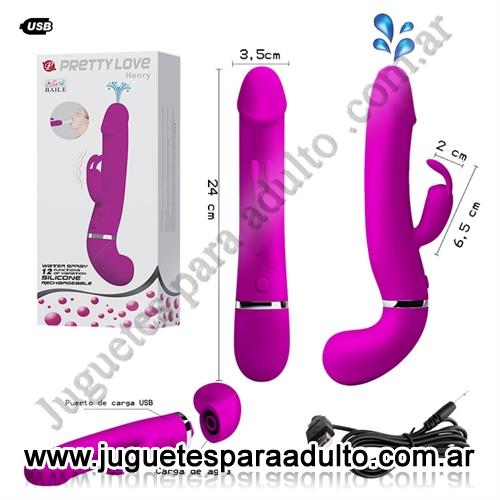 MARCAS IMPORTADAS, Pretty Love, Vibrador con estimulador de clitoris USB y lanzador de liquidos Marcas Importadas, Pretty Love, Vibrador con estimulador de clitoris USB y lanzador de liquidos