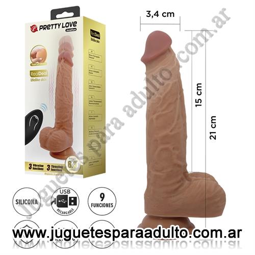 MARCAS IMPORTADAS, Pretty Love, Dildo realista con control remoto: vibración, empuje automático y base con ventosa Marcas Importadas, Pretty Love, Dildo realista con control remoto: vibración, empuje automático y base con ventosa