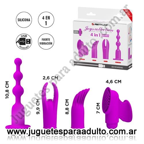 Marcas Importadas, Pretty Love, Vibrador con 12 funciones de vibración, 4 estilos diferentes de funda de silicona con recarga USB