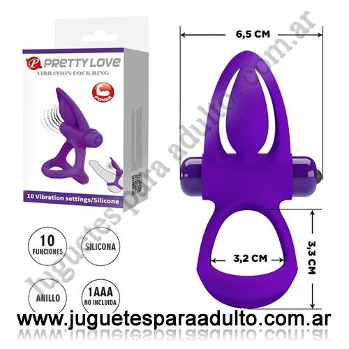 MARCAS IMPORTADAS, Pretty Love, Anillo con agarre de testiculos y vibrador para clitoris Marcas Importadas, Pretty Love, Anillo con agarre de testiculos y vibrador para clitoris