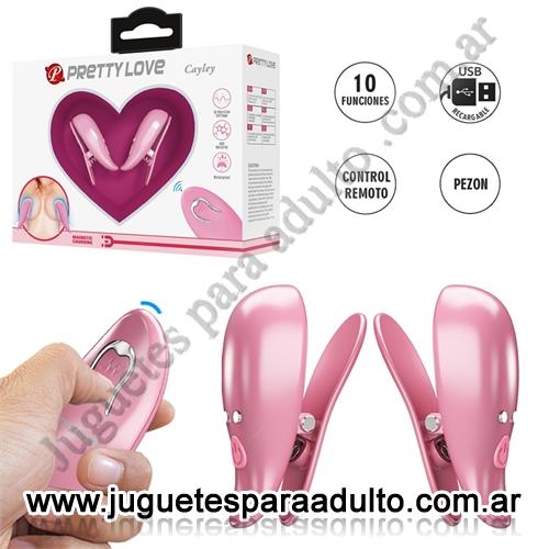 MARCAS IMPORTADAS, Pretty Love, Pinzas para Pezones Rosa con 10 Modos de Vibración y Control Remoto Marcas Importadas, Pretty Love, Pinzas para Pezones Rosa con 10 Modos de Vibración y Control Remoto