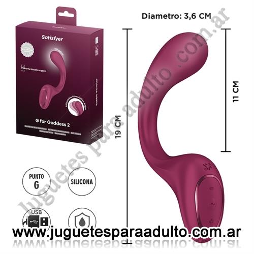 Marcas Importadas, Satisfyer, G for Goddess 2 (Wine Red) Estimulador de punto G con carga USB