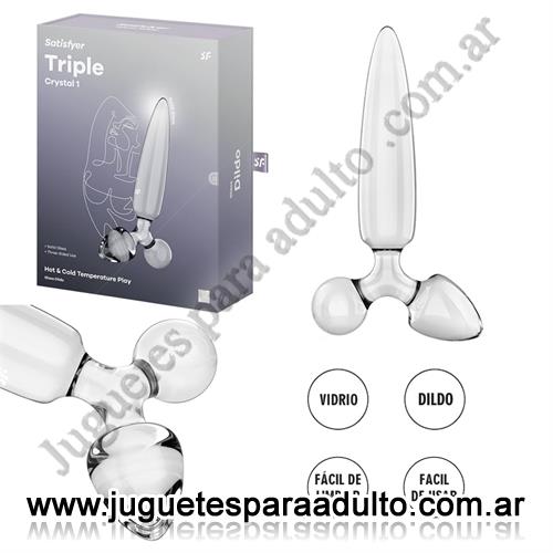 Estimuladores, Estimuladores de vidrio, Triple Crystal 1 Dildo y plug de cristal