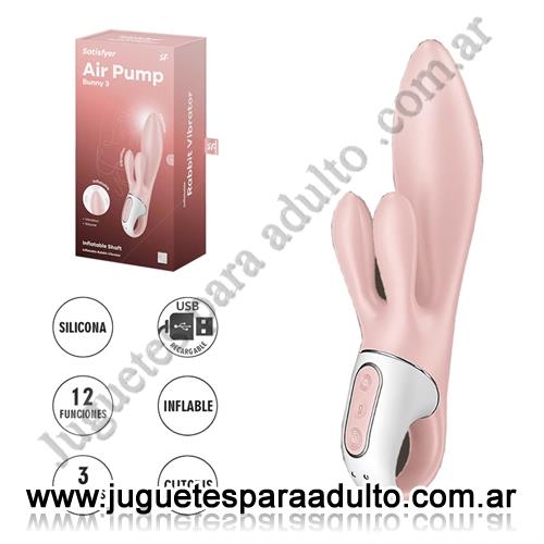 Vibradores, Vibradores con estimulacion, Air Pump Bunny 3: Vibrador Inflable con Estimulación Dual para Punto G y Clítoris